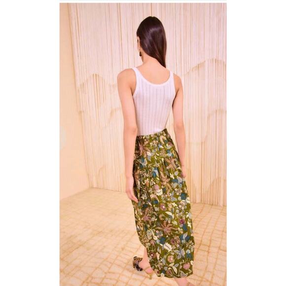 Ulla Johnson Rosen Tie Waist Midi Skirt in Lichen 4 - Picture 3 of 4